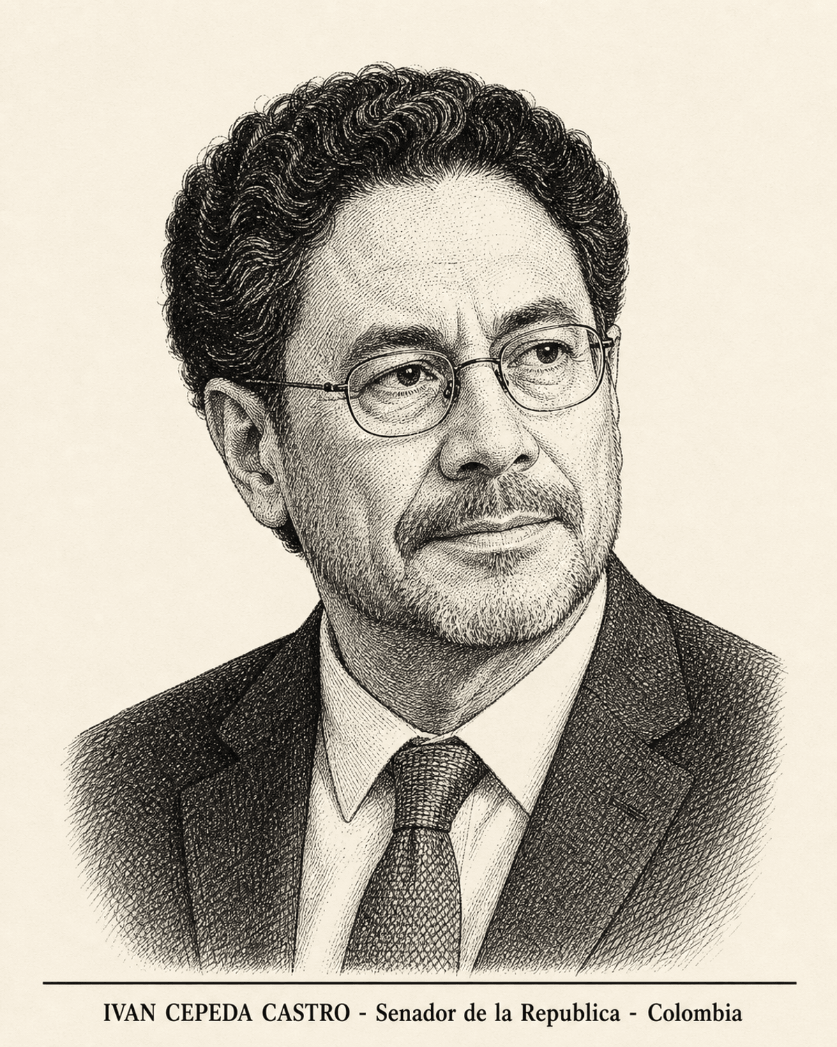 Retrato editorial ilustrado de Iván Cepeda Castro