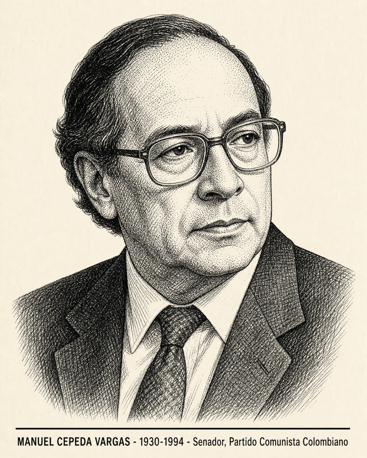 Retrato editorial ilustrado de Manuel Cepeda Vargas